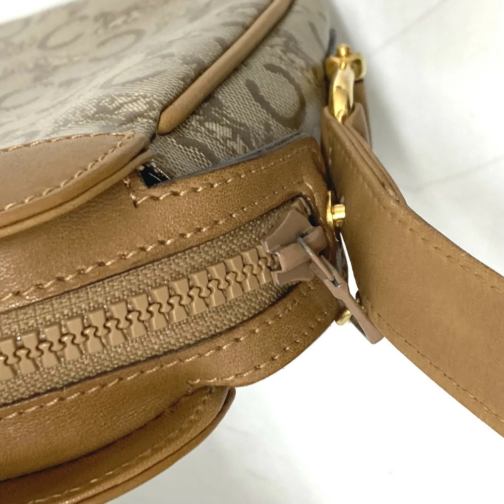 CELINE Macadam Shoulder Bag Handbag Crossbody Leather Beige - Picture 11 of 14